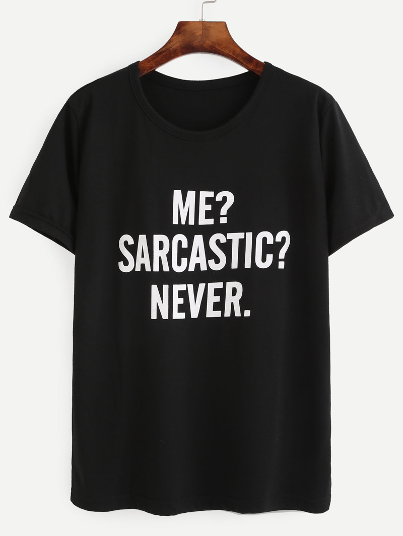 

Black Letter Print T-shirt