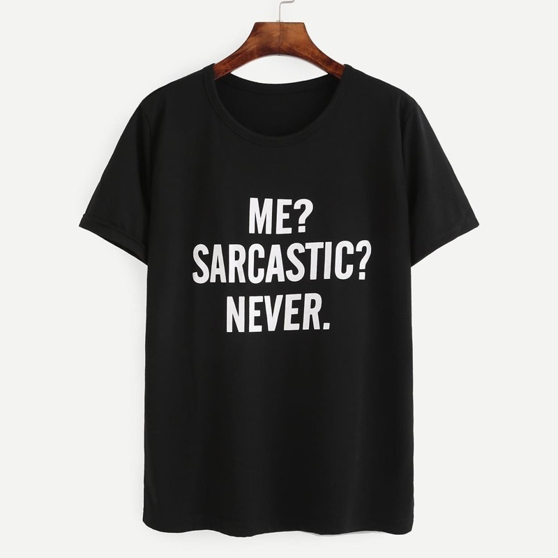 

Black Letter Print T-shirt