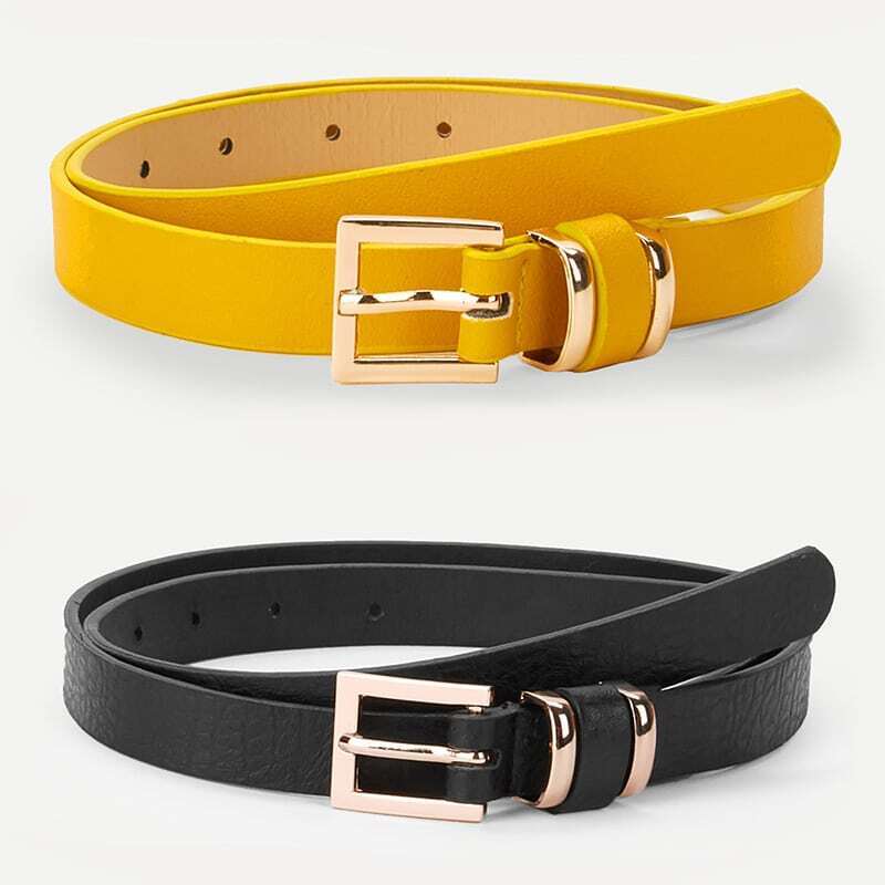 

Metal Buckle Belt 2pcs, Multicolor