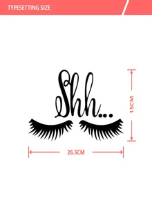 Eyelash & Letter Graphic Wall Sticker, Black PVC Wall Art Decal For Home Decor,Stickers,Wall Decal, Vinyl Decal For Home Decorations,Spring Decoration Items Refresh Your Home,Rama Decoration Stickers Gifts Birthday Graduation - Black - View 5