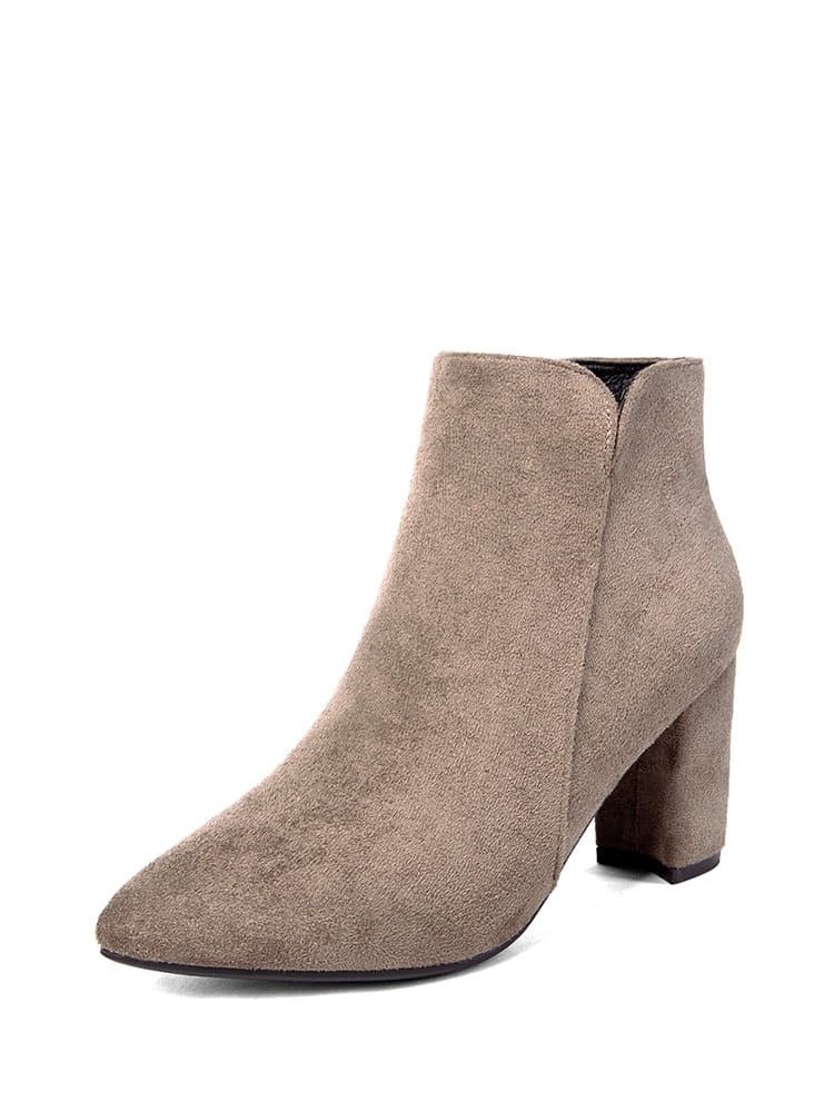 

Side Zip Chunky Heeled Boots, Khaki