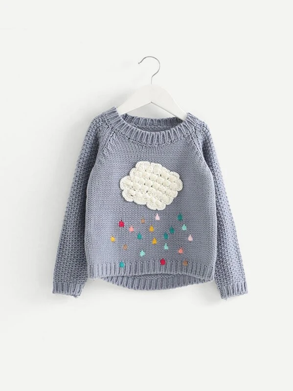 Toddler Girls Crochet Embellished Sweater