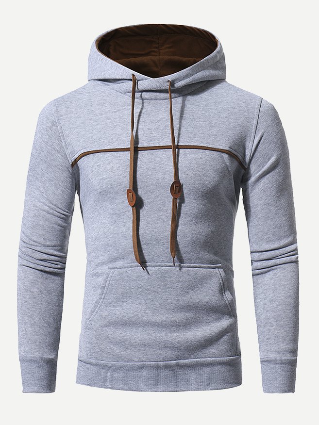

Men Cut And Sew Hooded Sweatshirt, Grey