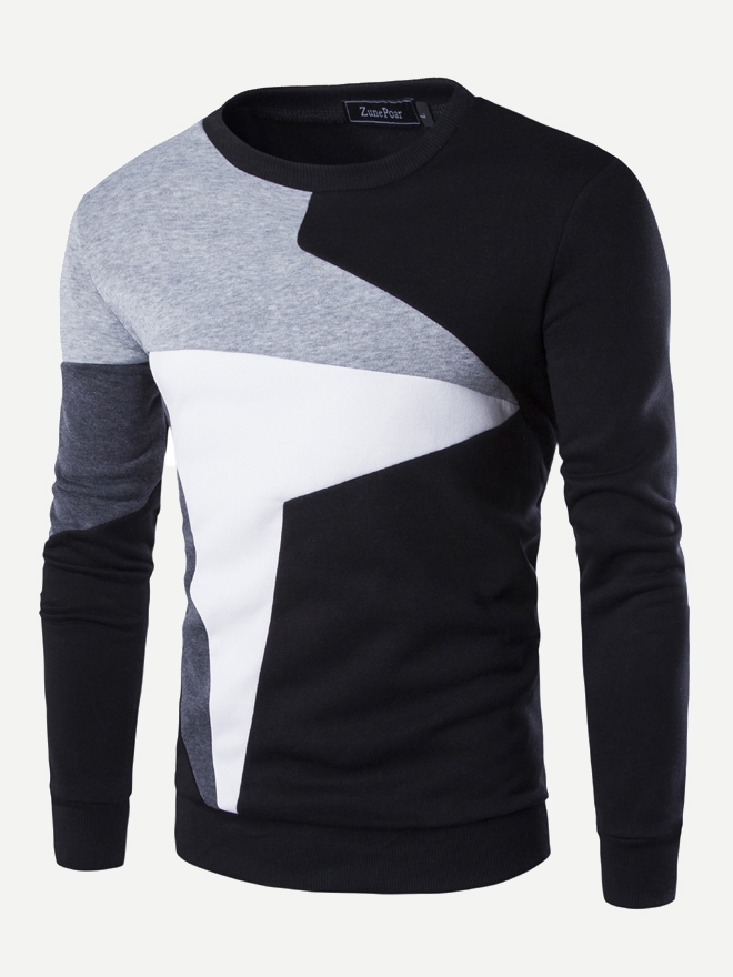 

Men Color Block Sweatshirt, Black
