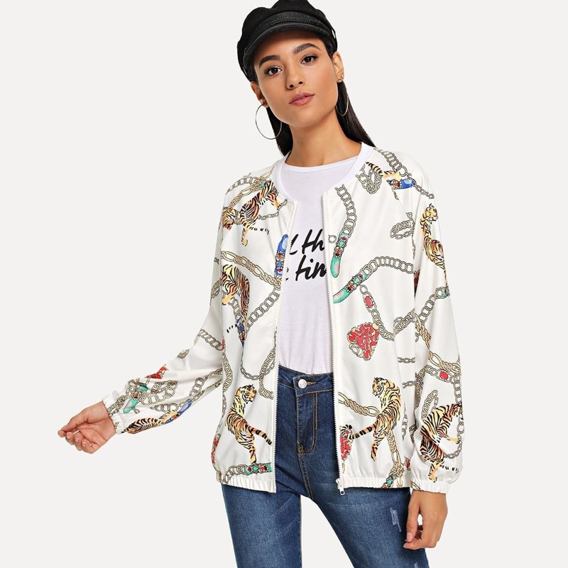 

Tiger Print Jacket, White