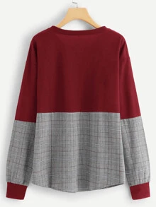 Tartan Plaid Contrast Sweatshirt - Multicolor - View 2