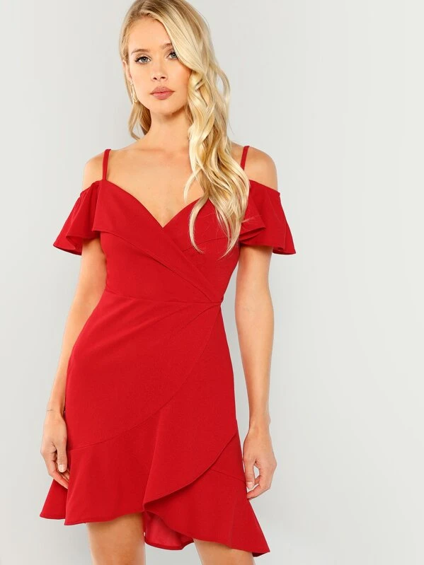 vestido ombro a ombro transpassado