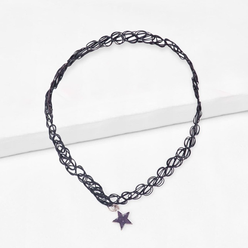 

Contrast Star Choker Necklace, Black