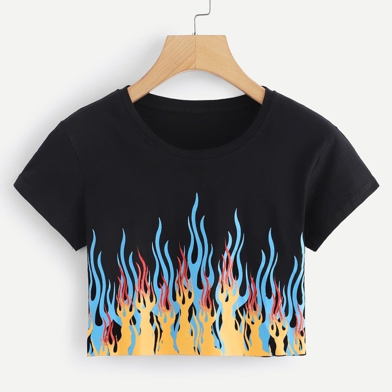

Fire Print Crop Tee, Multicolor