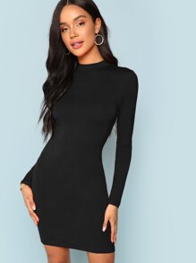 Mock Neck Form Fitting Dress