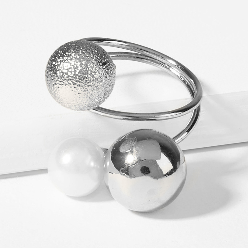 

Ball Decorated Spiral Layered Ring 1pc, Silver