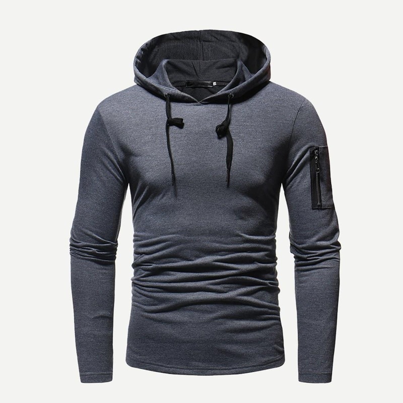 

Guys Zipper Decorated Hooded Sweatshirt, Grey