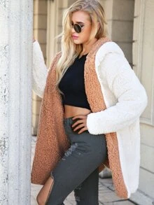 Reversible Hooded Teddy Coat - Apricot - View 4