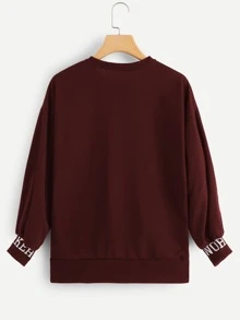 Áo nỉ Lá thư Burgundy Casual - Màu Đỏ Sâu - Xem 2