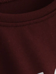 Áo nỉ Lá thư Burgundy Casual - Màu Đỏ Sâu - Xem 4