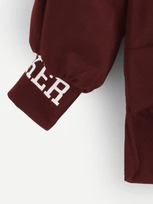 Áo nỉ Lá thư Burgundy Casual - Màu Đỏ Sâu - Xem 3