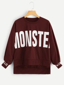 Áo nỉ Lá thư Burgundy Casual - Màu Đỏ Sâu - Xem 1