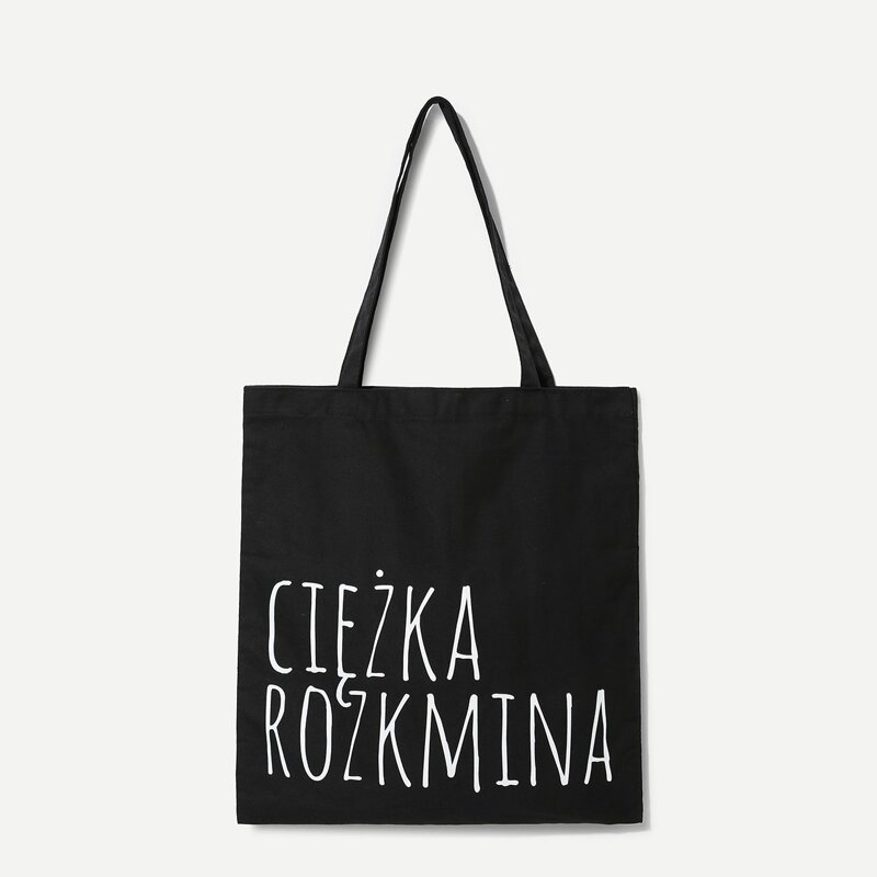 

Letter Print Tote Bag, Black