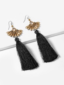 Fan Detail Tassel Drop Earrings 1pair