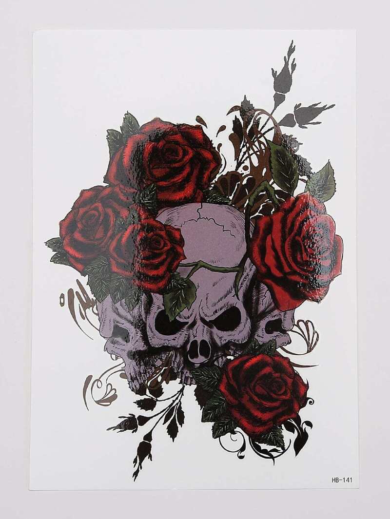 rose skeleton tattoo sticker