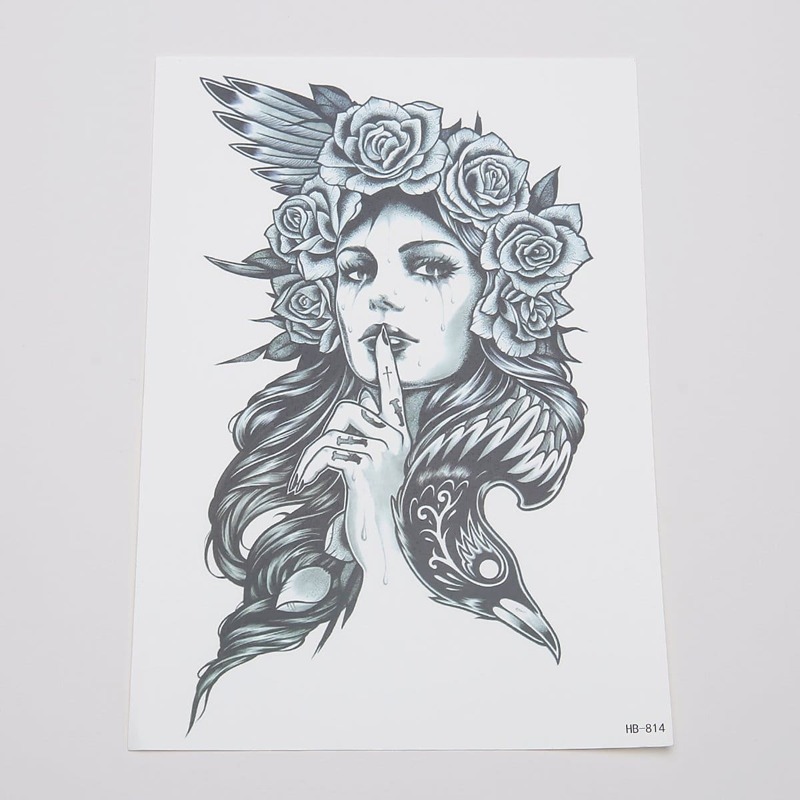

Girl Pattern Tattoo Sticker, Black