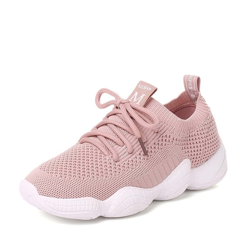 

Lace Up Knit Sneakers, Pink