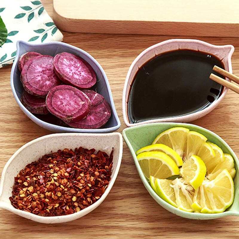 

Random Color Leaf Design Dish 4pcs
