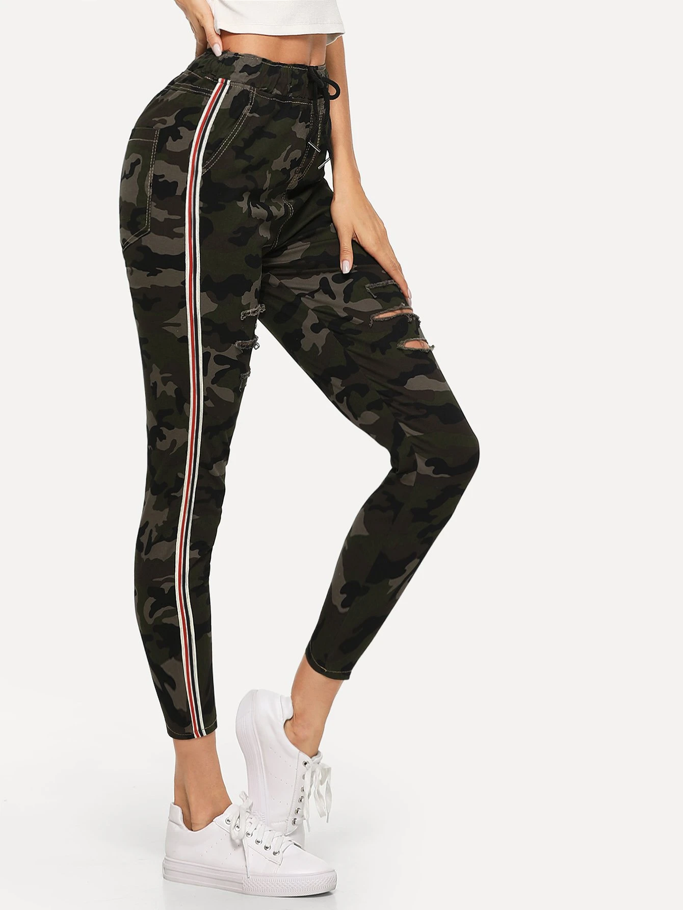 contrast stripe jeans