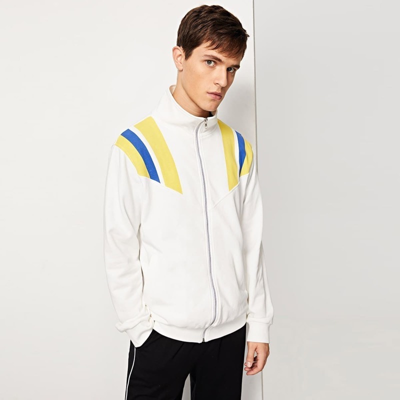 

Guys Zip Up Striped Jacket, White