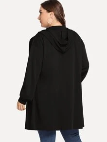 Áo khoác cỡ lớn Túi màu trơn màu đen Casual - màu đen - Xem 2