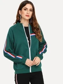 แจ็คเก็ต ลายทาง สีเขียว ไม่เป็นทางการ - สีเขียวเข้ม - ดู 3