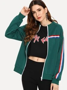 แจ็คเก็ต ลายทาง สีเขียว ไม่เป็นทางการ - สีเขียวเข้ม - ดู 4