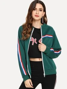 แจ็คเก็ต ลายทาง สีเขียว ไม่เป็นทางการ - สีเขียวเข้ม - ดู 1