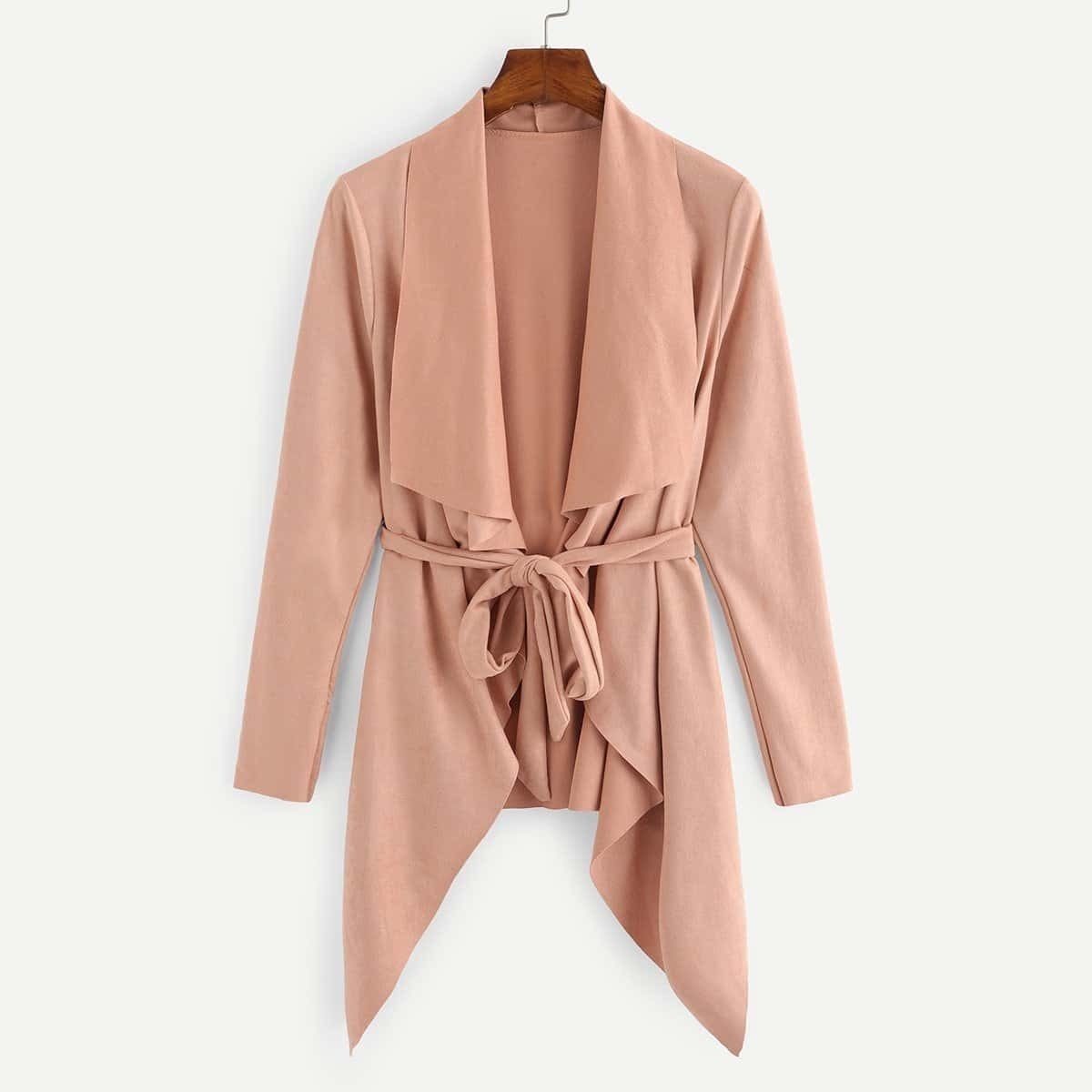 

Waterfall Collar Solid Coat, Pink