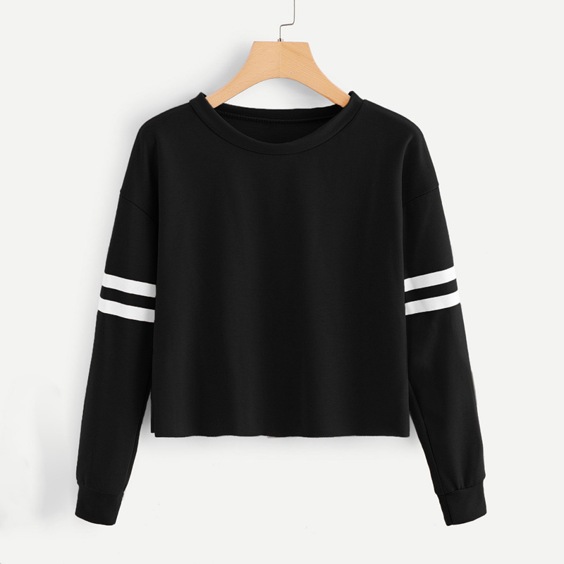 

Contrast Striped Sweatshirt, Black