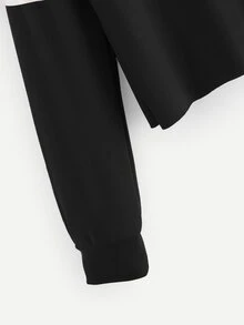 Áo nỉ Hem thô Sọc màu đen Casual - màu đen - Xem 4