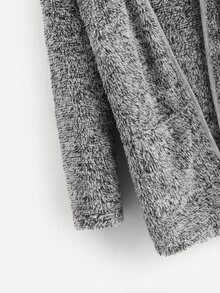 SHEIN Girls Pocket Front Teddy Coat - Grey - View 4