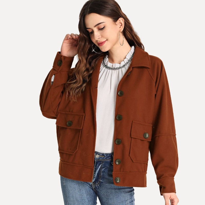 

Dual Pocket Solid Jacket, Brown