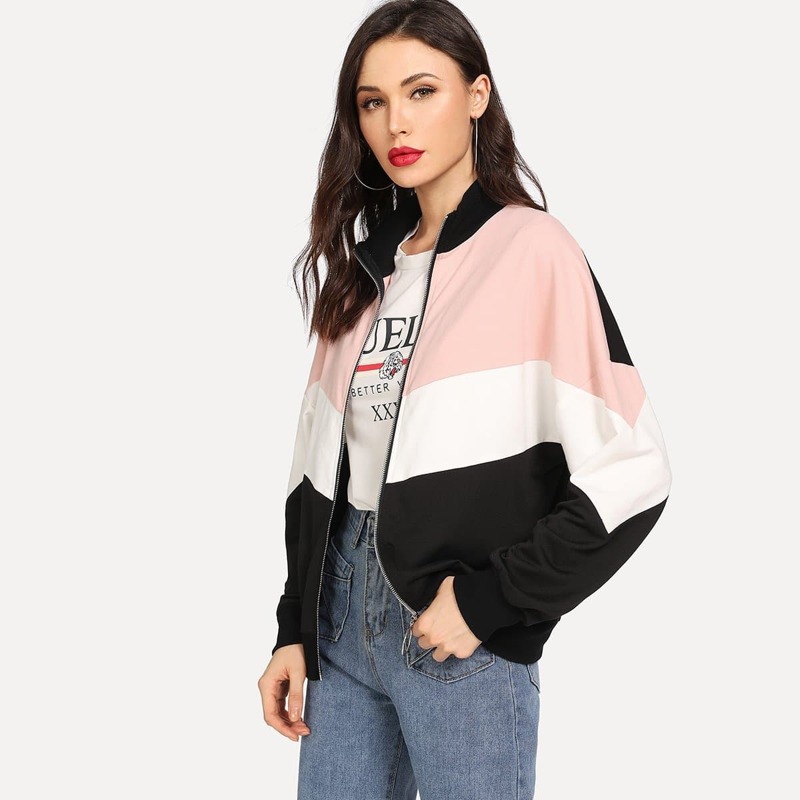 

Drop Shoulder Cut and Sew Jacket, Multicolor