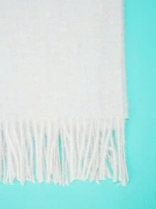 Fringe Hem Scarf - White - View 3