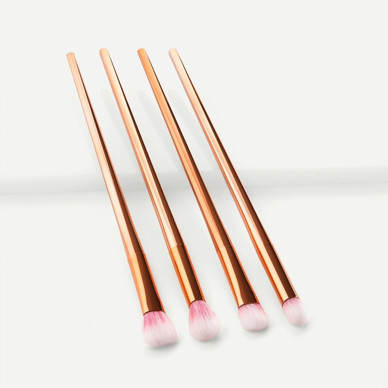 

Metallic Handle Makeup Brush Set 4pcs, Gold