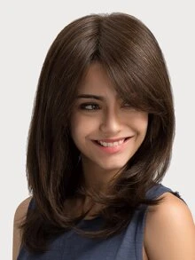 Haircube 天然棕色瀏海假髮分層假髮合成假髮女式日常用假髮美麗時尚假髮