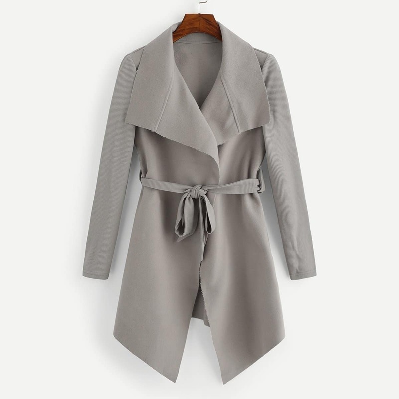 

Belted Waterfall Outerwear, Grey