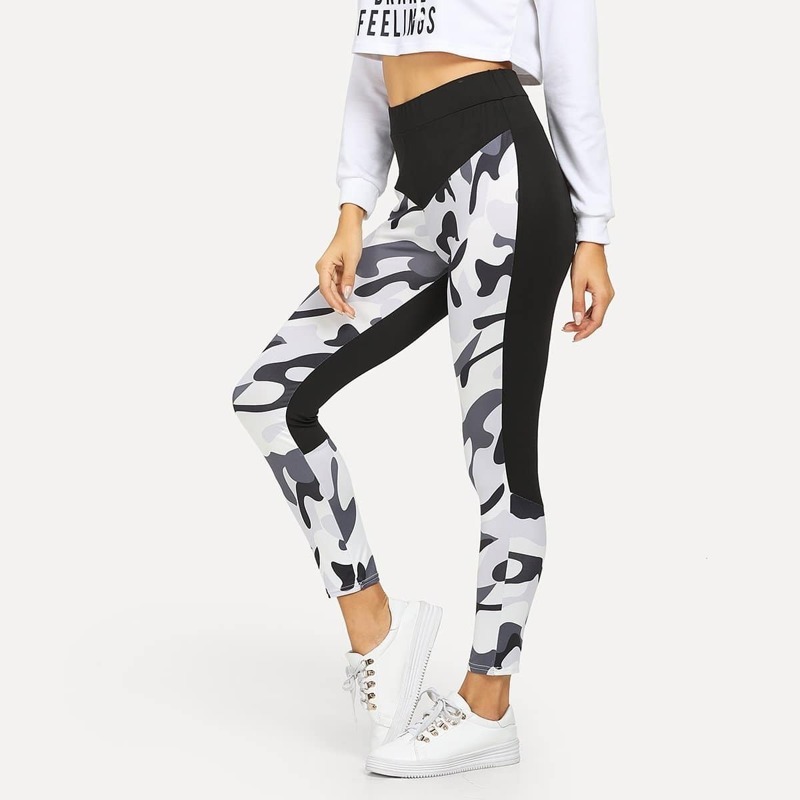 

Camo Elastic Waist Leggings, Multicolor