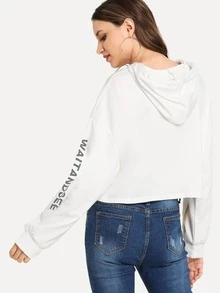 Áo nỉ Dây kéo Sọc trắng Casual - trắng - Xem 2