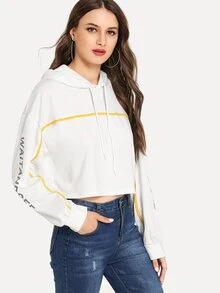Áo nỉ Dây kéo Sọc trắng Casual - trắng - Xem 4