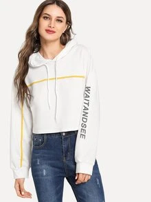 Áo nỉ Dây kéo Sọc trắng Casual - trắng - Xem 1