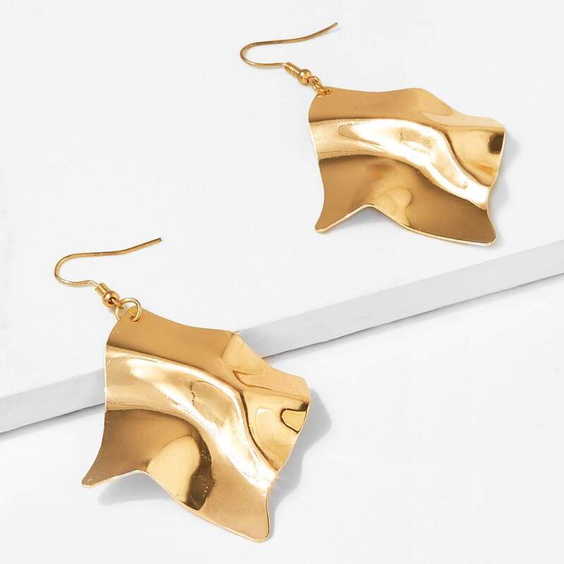 

Abstract Metal Drop Earrings 1pair, Gold