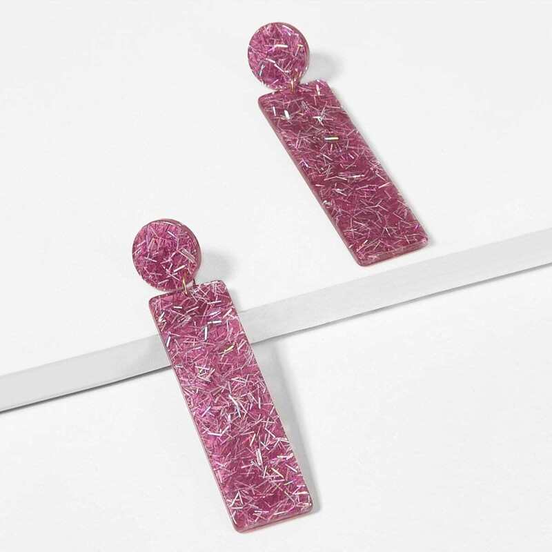 

Glitter Bar Drop Earrings 1pair, Purple