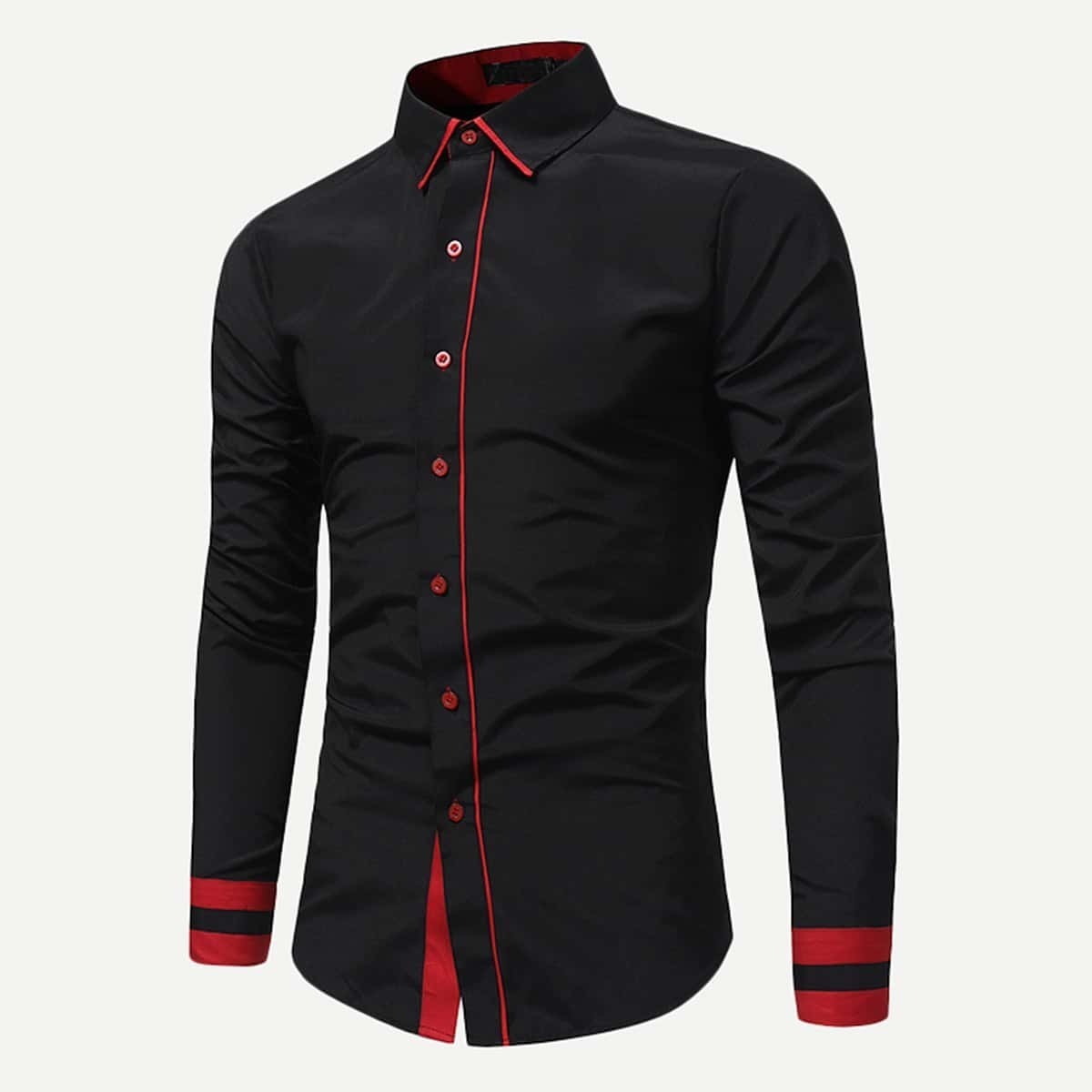 

Guys Contrast Striped Shirt, Black
